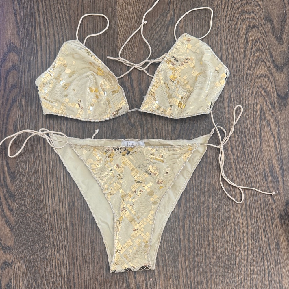 Oseree Metallic Snake Bikini M NWOT